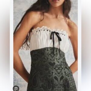 NWT Urban Outfitters Black and Green Paisley Strapless Romper